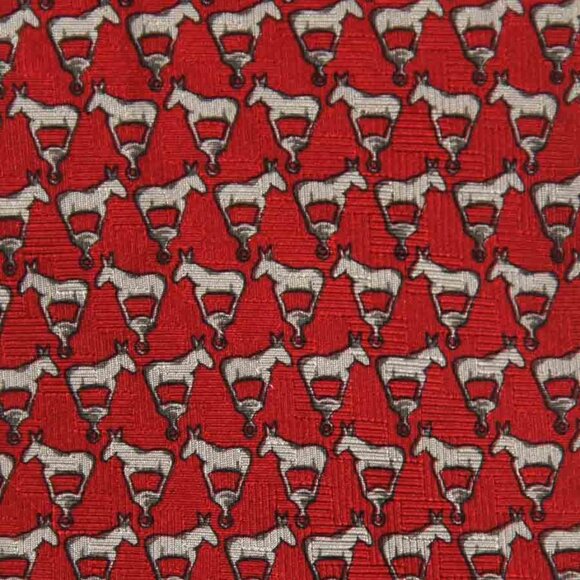 Vintage Robert Talbott Silk Tie Red Tan Brown Donkeys Pattern Men's Long - Picture 1 of 2